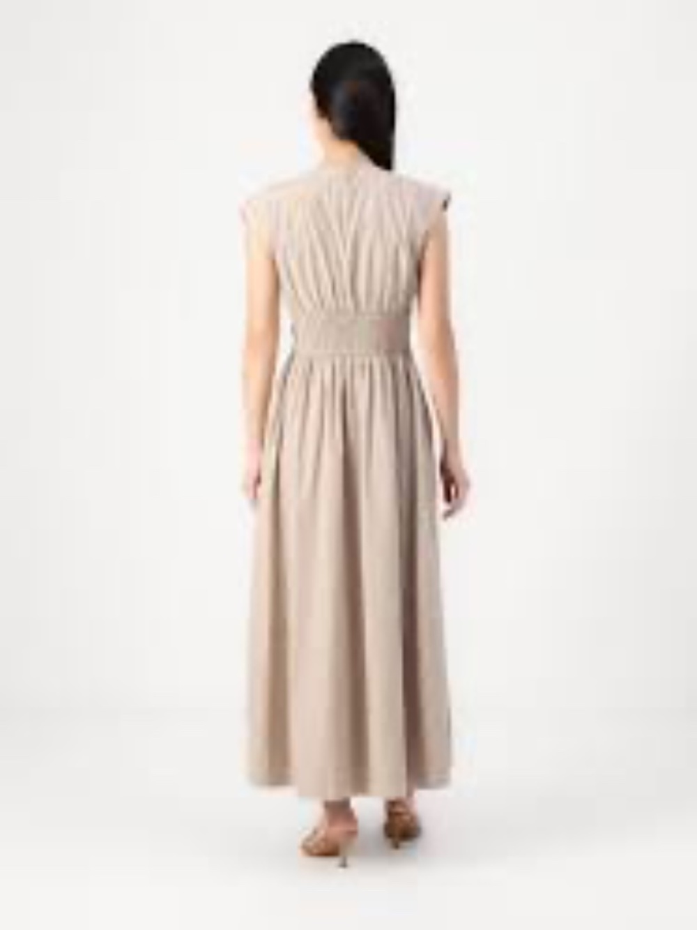 Abercrombie Tan Gingham Twist-Front Maxi Dress| S - Picture 2 of 7